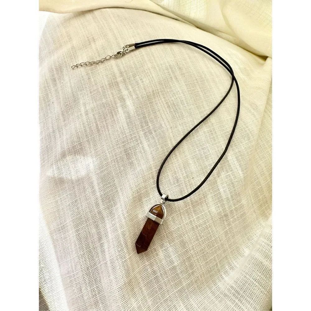 Dark brown stone pendant necklace